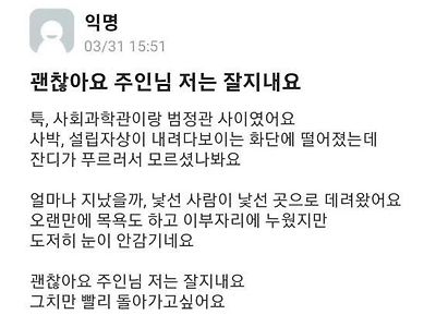 괜찮아요 주인님 저는 잘지내요