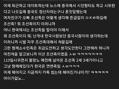 가슴 큰 여친이 알고보니 조선족이었다는 디시인