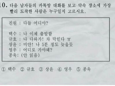 이 중 가장 빨리 도착하는 사람은?