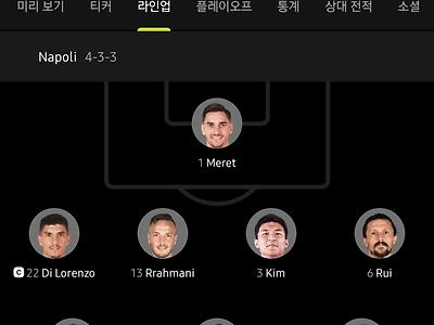 &lt;오피셜&gt; 나폴리 프랑크푸르트 챔스 16강 2차전 선발명단 (김민재 선발)