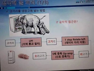 전자과에게 코끼리를 냉장고에 넣어보라 하였다