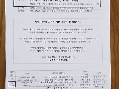 무인 아이스크림 가게 도둑 명단