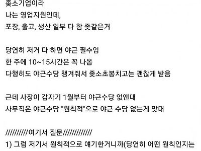 갑자기 야근수당을 안주겠다는 개붕이네 회사