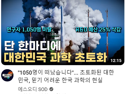 한 짤로 보는 내년 정부 R&amp;D 비용 25% 축소의 결과.JPG