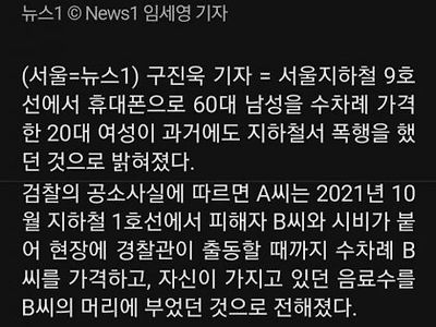 지하철 9호선 폭행녀 뒷이야기