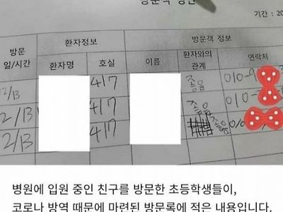 친구 병문안 간 초딩들