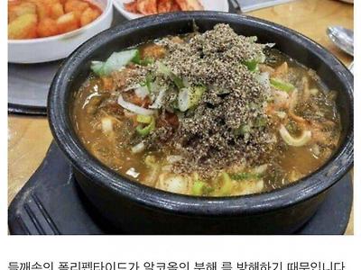 술 마시고 들깨 먹으면 술이 들꺰