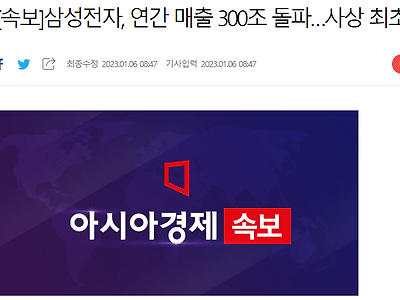 [속보]삼성전자, 연간 매출 300조 돌파…사상 최초