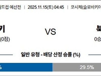 11월 15일 월드컵 예선전 슬로바키 vs 북아일랜