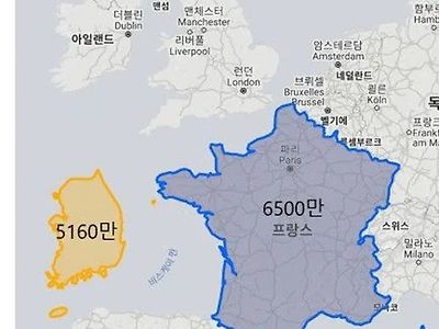 남한 인구 밀도 체감