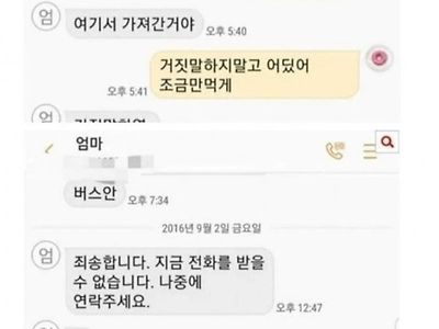동생과 엄마의 충격적인 문자 내용