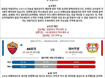 5월 03일 UEL 2경기