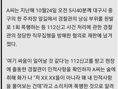 경찰 낭심 걷어찬 30대 여성 벌금 400만원