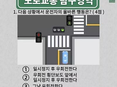 운전자 97%가 틀리는 사거리 우회전 문제