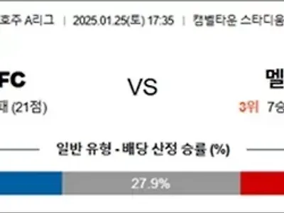 1월 25일 호주A리그 웰링피닉 vs 센트매리