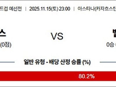 11월 15일 월드컵 예선전 카자흐스 vs 벨기에