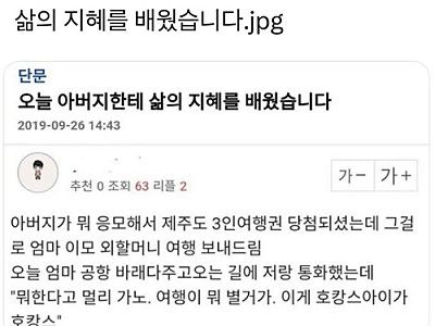 현명하신 아버지  오늘도 한수 배웁니다