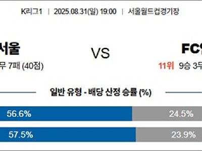 8월 31일 K리그1 FC서울 vs FC안양
