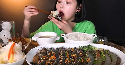 SUB)블랙타이거새우로 직접 만든 간장새우장 먹방 ! 리얼사운드 Soy Sauce shrimp Mukbang ASMR