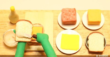 홍루이젠 샌드위치 ASMR/스톱모션 애니메이션/Stop motion/애니먹방/clay animation/클레이/만들기/hung rui chen Sandwich/요리/cooking