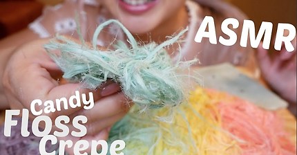 RAINBOW FLOSS Candy Crepe | ASMR Relaxing Eating Sounds | N.E Let's Eat