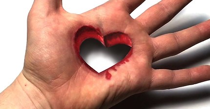 Drawing Heart 3D Trick Art on Hand - Dirty Mind Trick Surprise Drawing