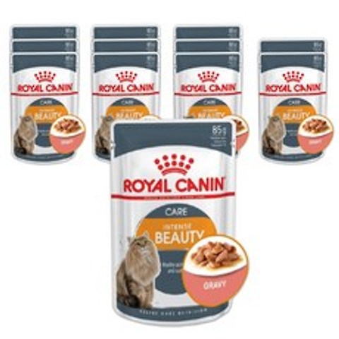 로얄캐닌 어덜트 인텐스 뷰티 파우치 고양이 습식사료 습식사료/주식캔/주식파우치, 85g, 12개입
