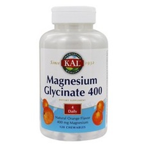 Kal 마그네슘 글리시네이트 400 내추럴 오렌지 츄어블, 120개입, 1개