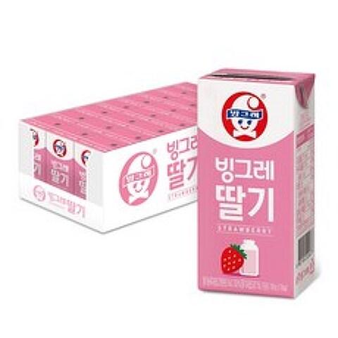 빙그레 딸기우유, 190ml, 24개