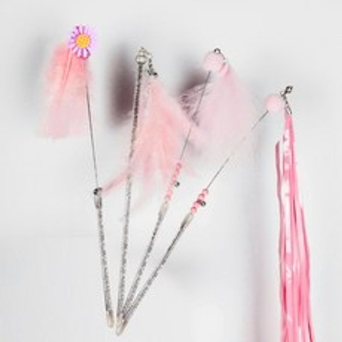 딩동펫 반려동물 해바라기 낚싯대 4종 세트, 핑크, 1세트
