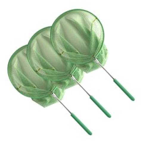 고운물 스테인레스 접이식 대형 곤충뜰채 초록, 3개입