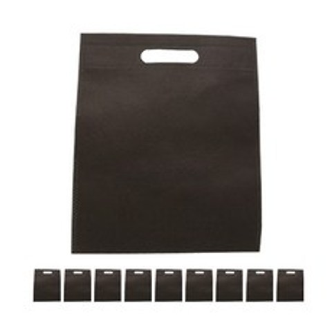 도나앤데코 링 손잡이 부직포 쇼핑백 중 35 x 25 cm 블랙, 1개입, 10개