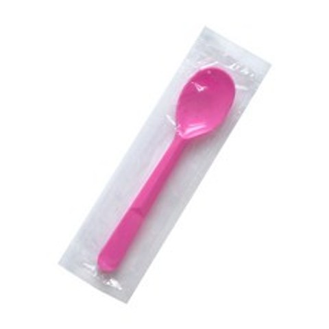 투고팩 아이스크림 스푼 개별포장 핑크 대 12cm, 1개입, 500개