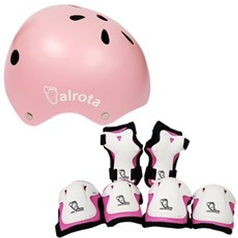 발로타 유아동용 헬멧 조절형 + 보호대 세트, 핑크