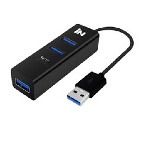 인네트워크 USB2.0 3포트 & TF MicroSD 카드 겸용 허브 블랙 IN-U3TFBK, 검정