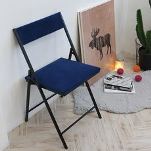 까사마루 노블레 벨벳 접이식 의자, 다크블루 + 블랙