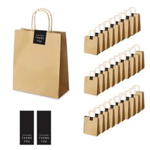 인디고 크라 쇼핑백 30p + 땡큐 직사각 라벨 30p 세트, 쇼핑백(단일색상), 라벨(블랙)