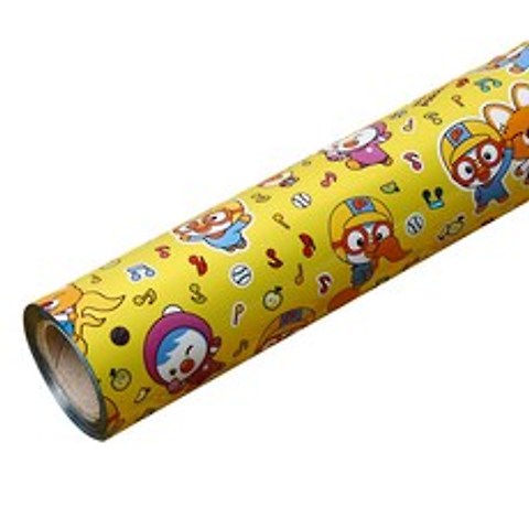 포포팬시 위드 뽀로로 비닐 롤 선물 포장지 중 37.5cm x 18m, 옐로우, 1개