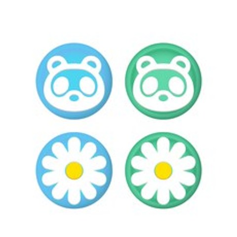 호후 닌텐도 스위치 / 스위치 라이트 실리콘 조이스틱 커버 동물의숲너구리꽃, 4개