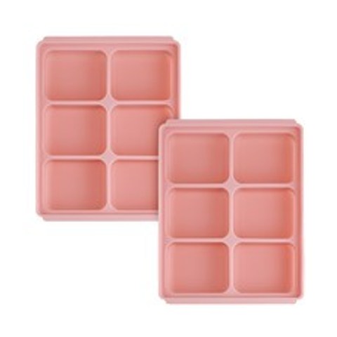 에디슨 실리콘 멀티 큐브 이유식냉동용기 6구 2p, 핑크