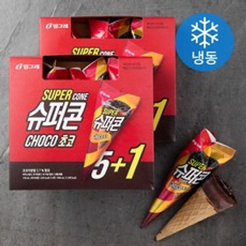 슈퍼콘 초코아이스크림 5+1 (냉동), 900ml, 2개