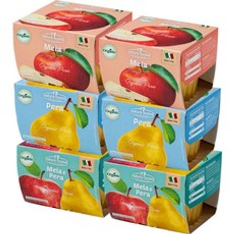 네츄럴누바 생과일 퓨레 상큼팩 200g x 6종 세트, 사과, 배, 사과 + 배 혼합맛, 1세트