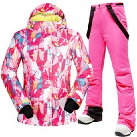 스노보드데크 원피스형 보온 풀세트 커플 싱글널판지, C22-A48-로즈 카모+분홍옷 넥그레이