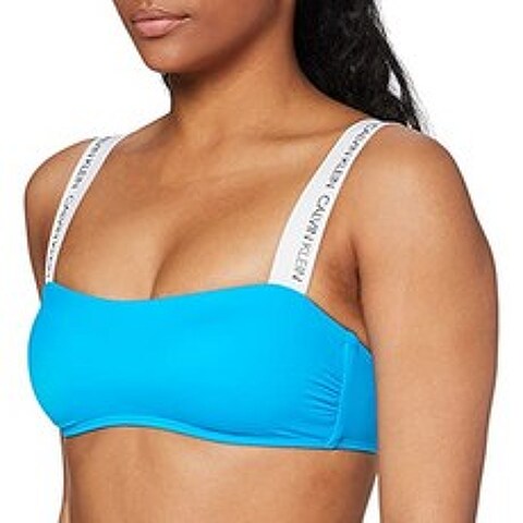 Calvin Klein Women s Bandeau-rp Bikini Top Blue (Maldive Blue 451) One (Size : Medium), 단일옵션