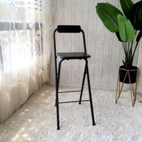간단한 접이식 65cm 75cm 높은의자, 높이 70CM 정사각형 올 블랙