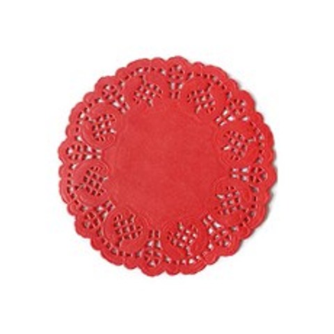 도나앤데코 릴라 레이스 도일리 페이퍼 원형 8.8cm, 빨강, 500개