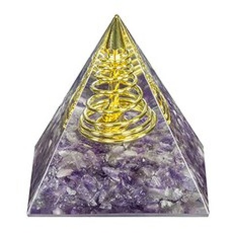 Healing Crystal Pyramid Orgone Energy Generator for EMF Protection Meditation Home Deco (Amethyst), Amethyst