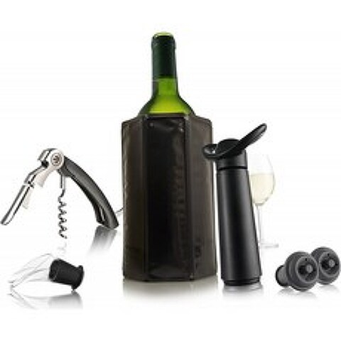 Vacu Vin 와인 세이버 펌프(Vacu Vin Wine Saver) - 검은색(Wine Essentials Kit):, 단일옵션