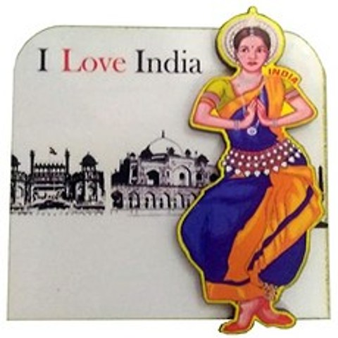 Wooden Fridge Magnet: Bharatnatyam Dancer Indian Monuments (11959), 본상품