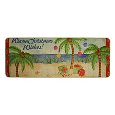 Christmas Decorative Door Mats Tropical Palm Trees Pattern Holiday Welcom (Large Blue warm wishes), Large, Blue warm wishes